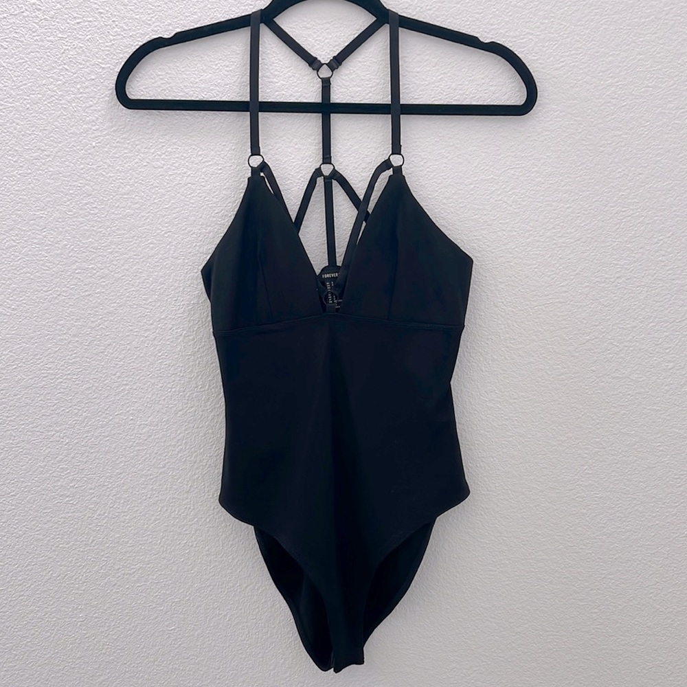 NWT black strappy bodysuit